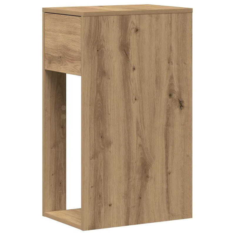 vidaXL Datora torņa statīvs ar atvilktni, koka krāsa, 30x44x74 cm