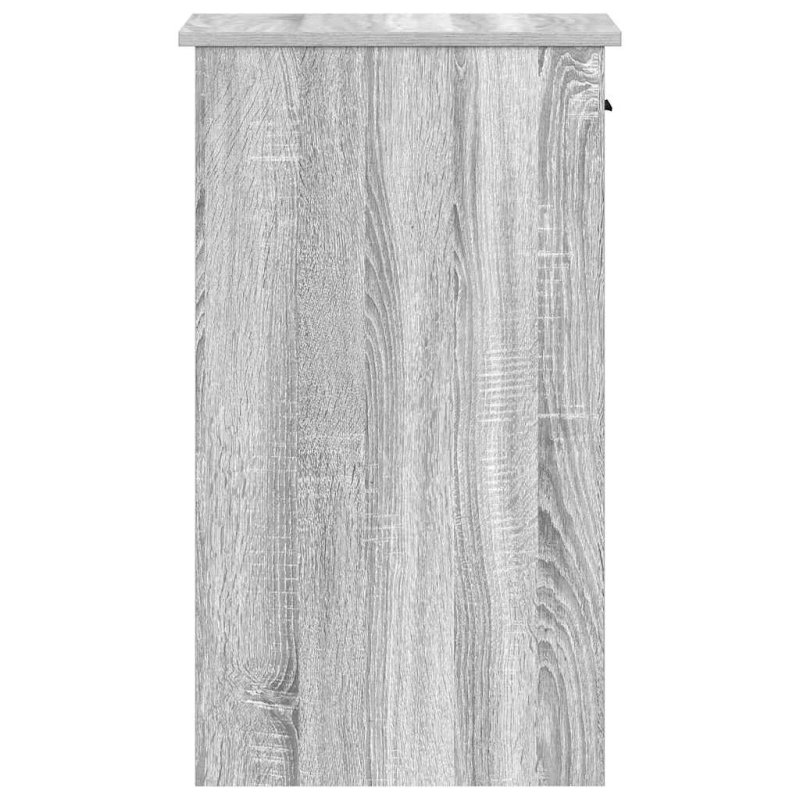 vidaXL Datora torņa statīvs ar atvilktni, pelēka koka, 35x45x77 cm