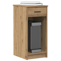 vidaXL Datora torņa statīvs ar atvilktni, koka krāsa, 35x45x77 cm