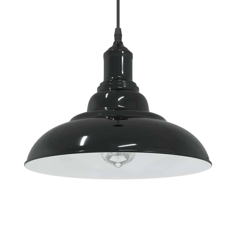 vidaXL piekaramā lampa, regulējams augstums E27 spīdums melns DIA 31 cm