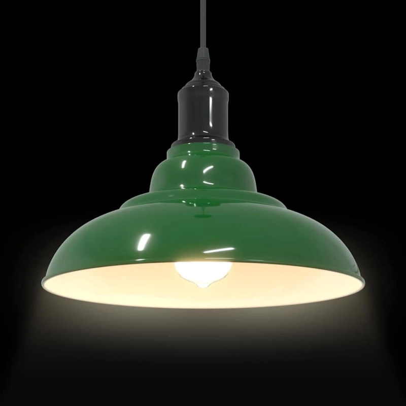 vidaXL piekaramā lampa Regulējams augstums E27 Gloss Green DIA 31 cm