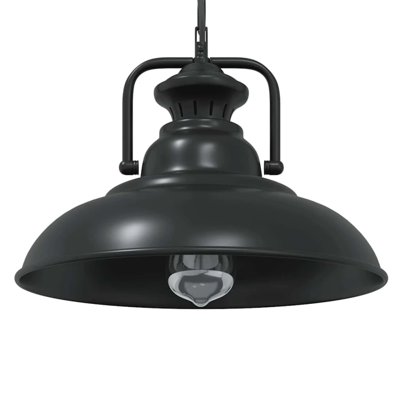 vidaXL Piekaramā lampa E27 Melna DIA 31 cm Gludeklis