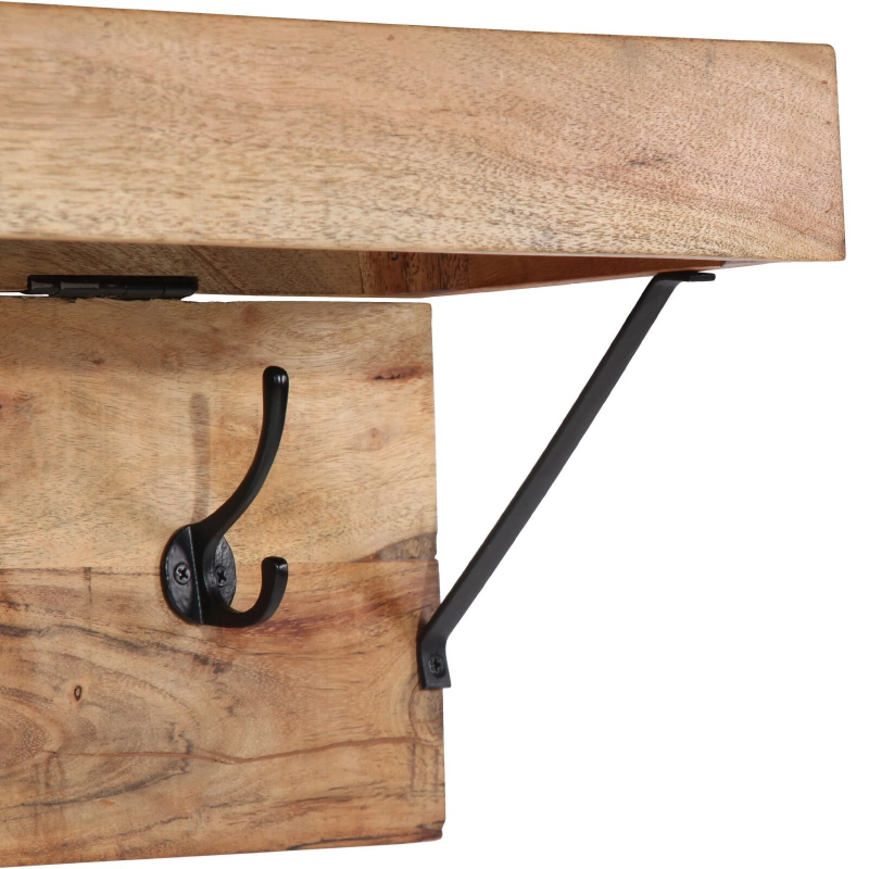 vidaXL Pakaramais ar plauktu Brūna 73 x 19 x 23 cm Akācijas masīvkoks