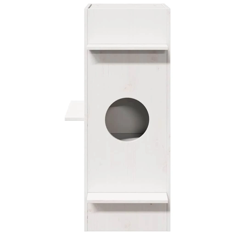 vidaXL kaķu māja, balta, 43x43x90 cm, priedes masīvkoks