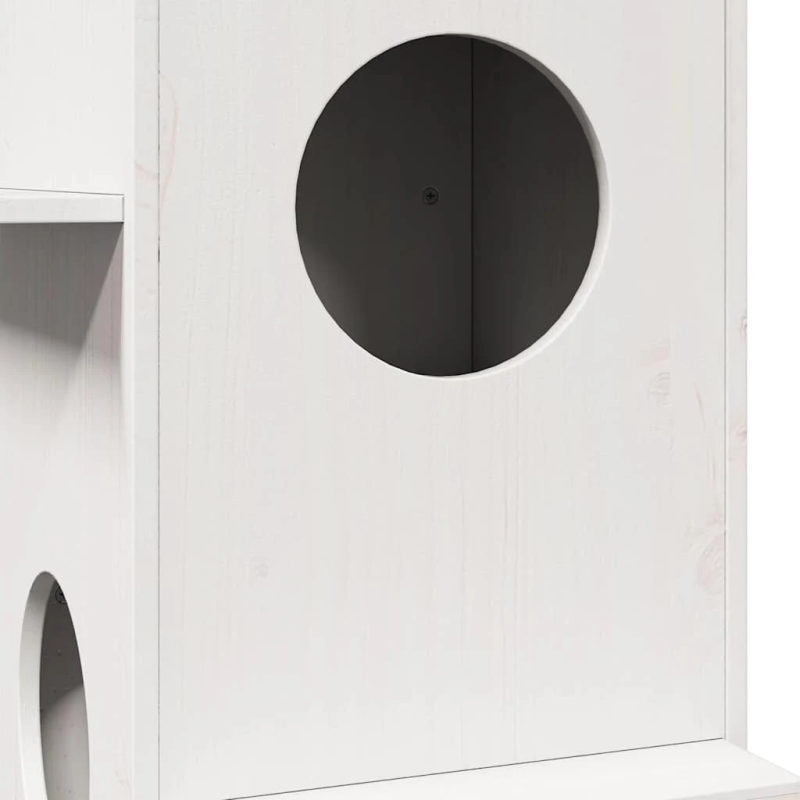 vidaXL kaķu māja, balta, 43x43x90 cm, priedes masīvkoks