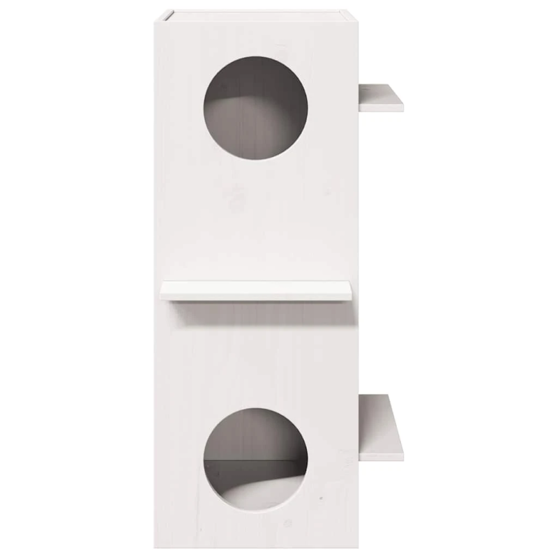 vidaXL kaķu māja, balta, 43x43x90 cm, priedes masīvkoks