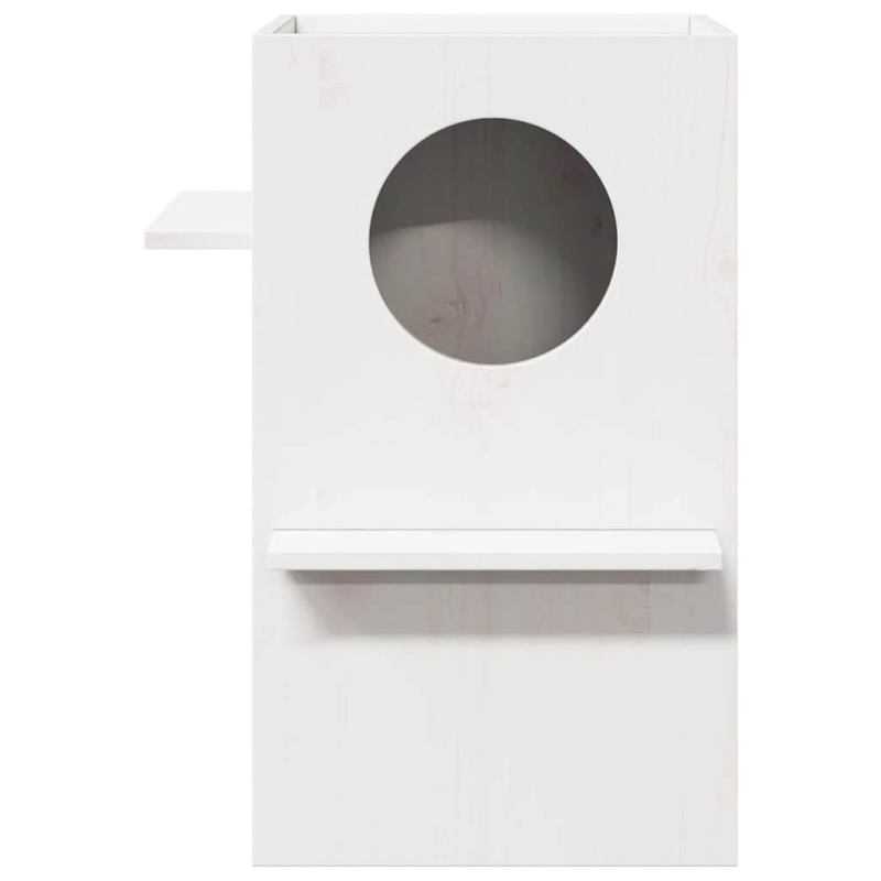 vidaXL kaķu māja, balta, 43x43x60 cm, priedes masīvkoks