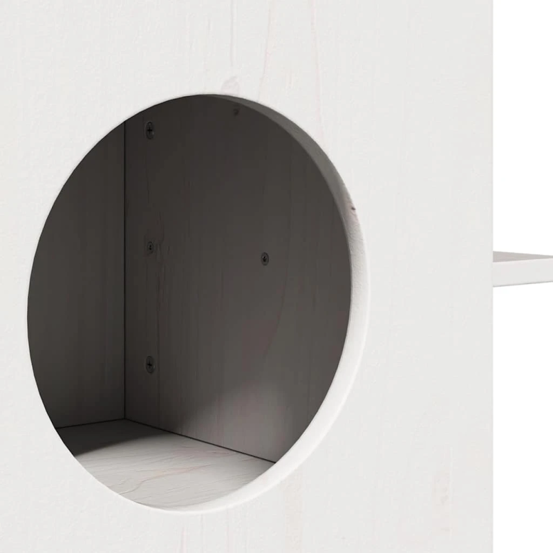 vidaXL kaķu māja, balta, 51x35x30 cm, priedes masīvkoks