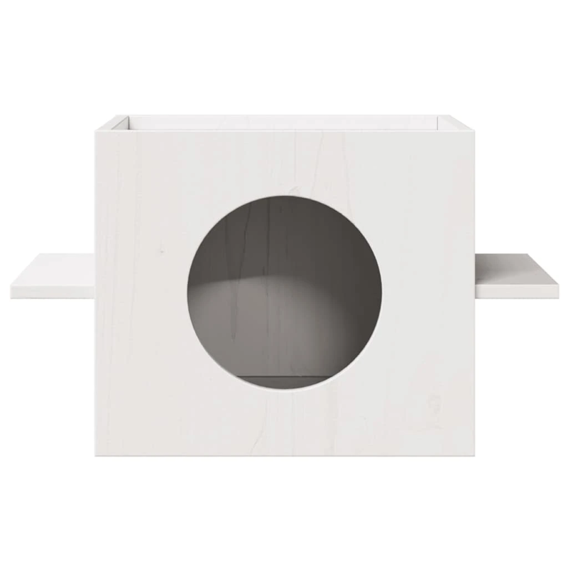 vidaXL kaķu māja, balta, 51x35x30 cm, priedes masīvkoks