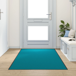 vidaXL Durvju paklājs Cits Cyan un melns 120 x 300 cm Poliamīds un PVC