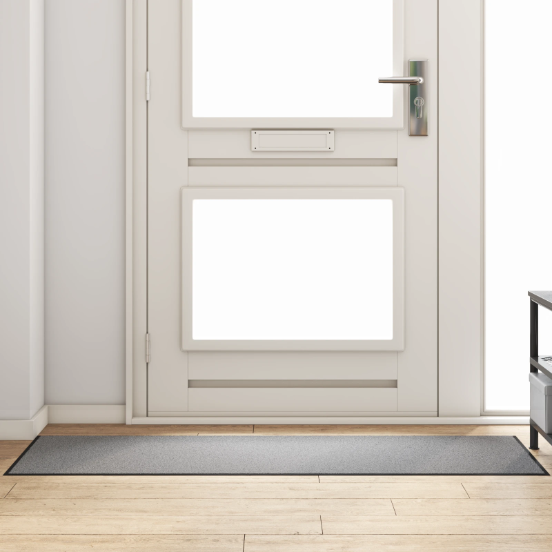 vidaXL Durvju paklājs Cits Pelēks un melns 60 x 180 cm