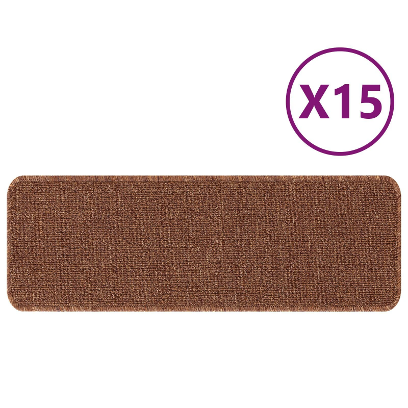 vidaXL Antislip kāpņu paklāji 15 pcs Dzeltena 60 x 25 cm PP