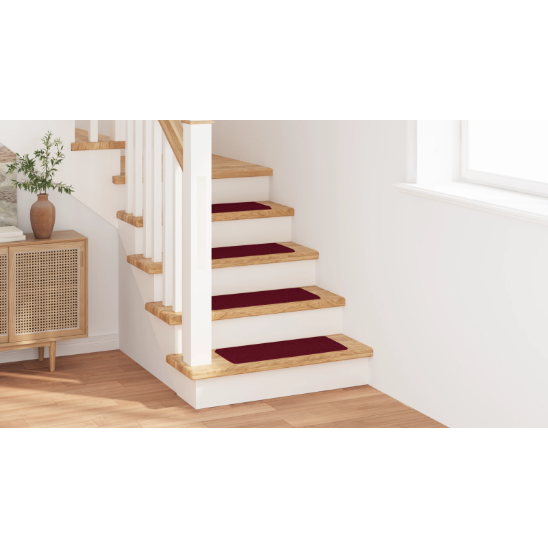 vidaXL Antislip kāpņu paklāji 15 pcs Bordo 60 x 25 cm PP