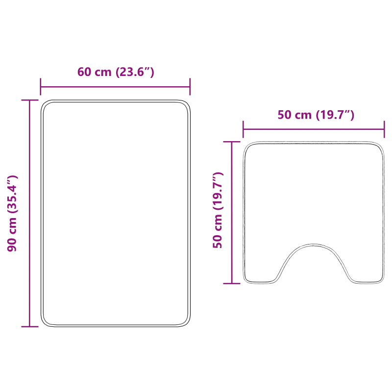 vidaXL Antislip vannas paklāju komplekts 2 pcs Tumši pelēks PP
