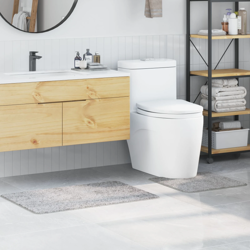 vidaXL Antislip vannas paklāju komplekts 2 pcs Pelēka PP