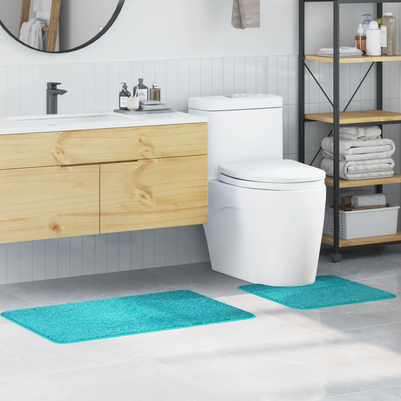 vidaXL Antislip vannas paklāju komplekts 2 pcs Tirkīzzila PP