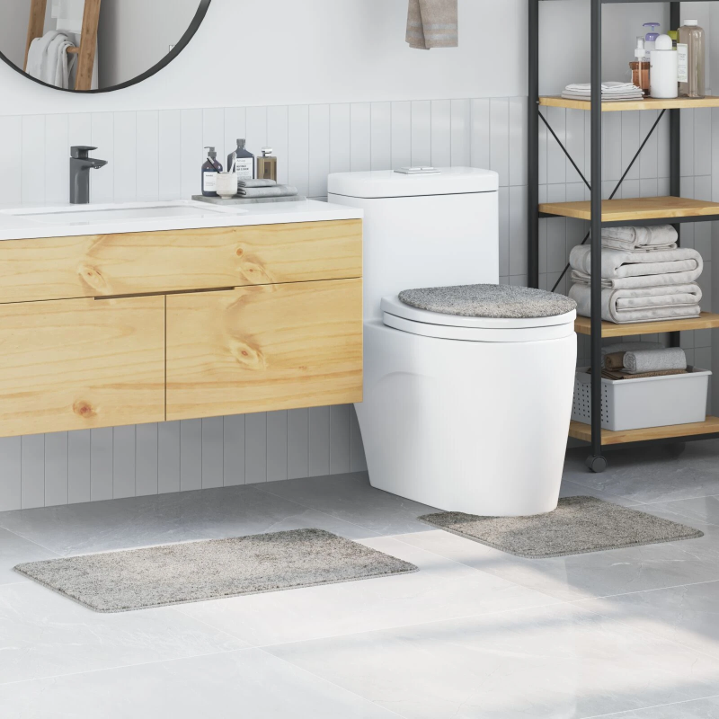 vidaXL Antislip vannas paklāju komplekts 3 pcs Pelēka PP