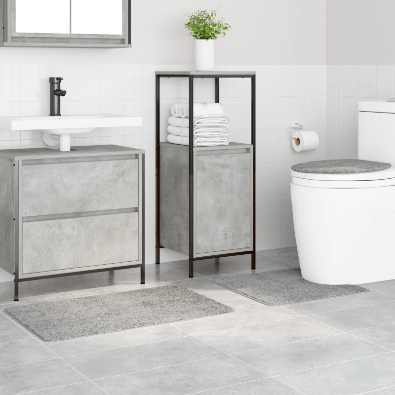 vidaXL Antislip vannas paklāju komplekts 3 pcs Pelēka PP