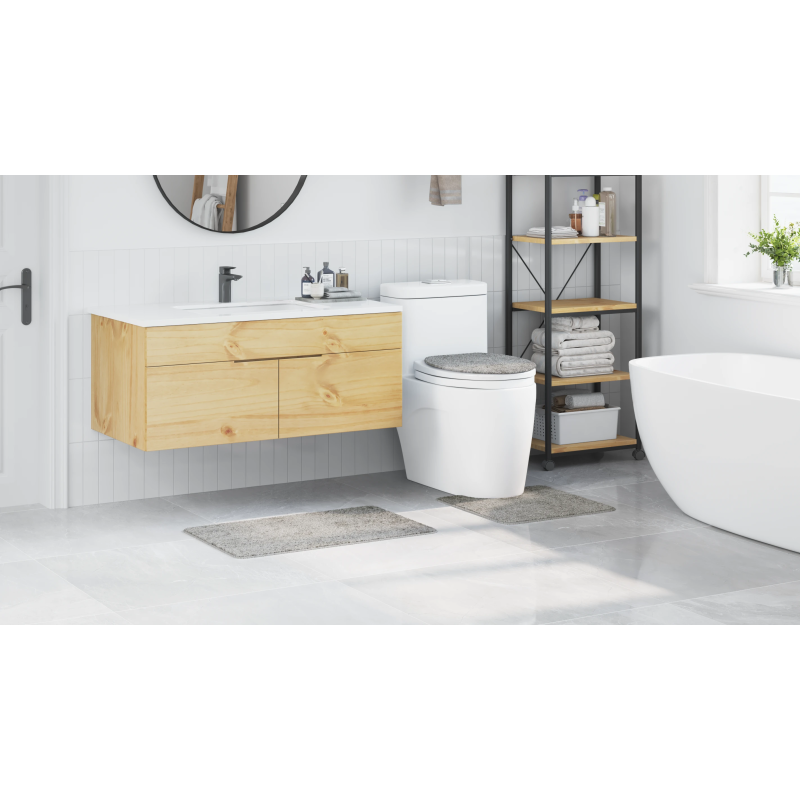 vidaXL Antislip vannas paklāju komplekts 3 pcs Pelēka PP