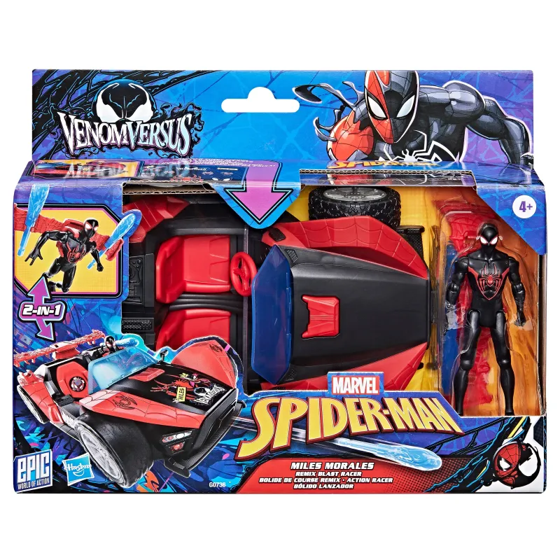 SPIDER-MAN Rotaļu komplekts auto un Miles Morales, 10 cm