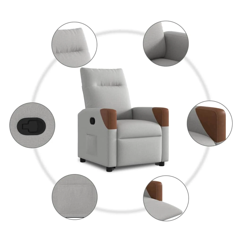 vidaXL Atpūtas krēsls stāvus krēsls mākoņa pelēks audums