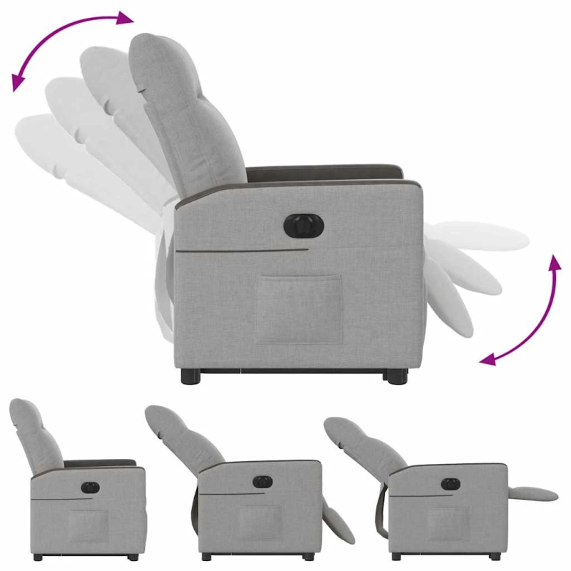 vidaXL elektrisks atpūtas krēsls, paceļams, atgāžams, mākonis pelēks