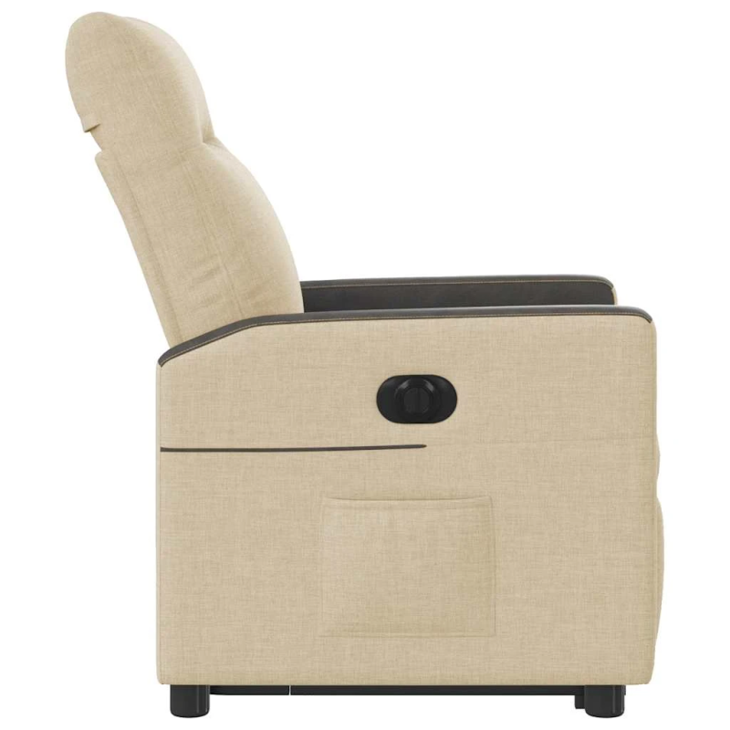 vidaXL elektrisks atpūtas krēsls, paceļams-atgāžams, krēmkrāsas audums