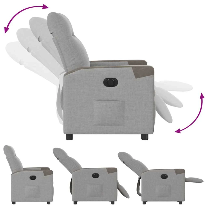 vidaXL elektriskais atpūtas krēsls, mākonis pelēks audums