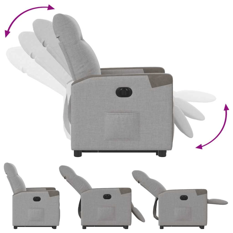 vidaXL elektrisks atpūtas krēsls, paceļams, atgāžams, mākonis pelēks