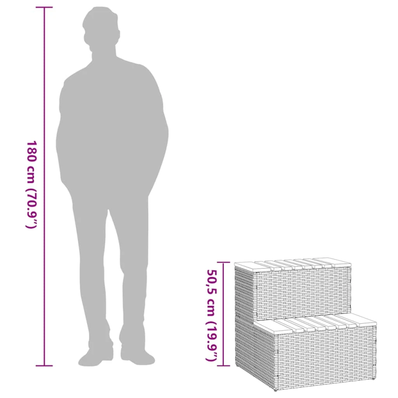 vidaXL burbuļvanna Step bēšs 50x50x50,5 cm un akācijas masīva