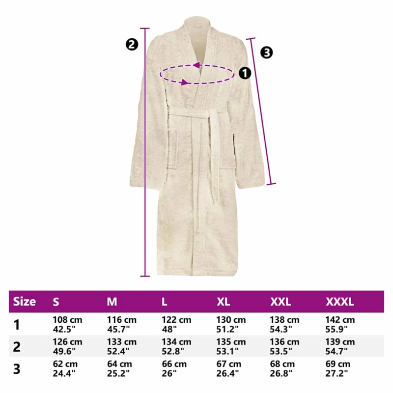 vidaXL Peldmētelis KINN Krēmkrāsa S Kokvilna