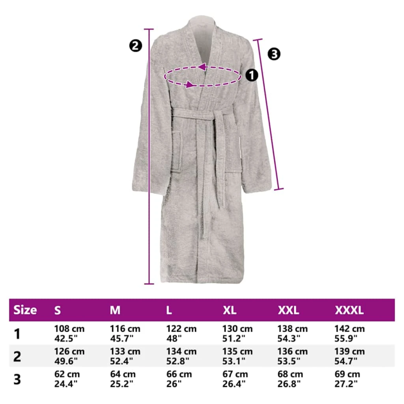 vidaXL Peldmētelis KINN Pelēka M Kokvilna