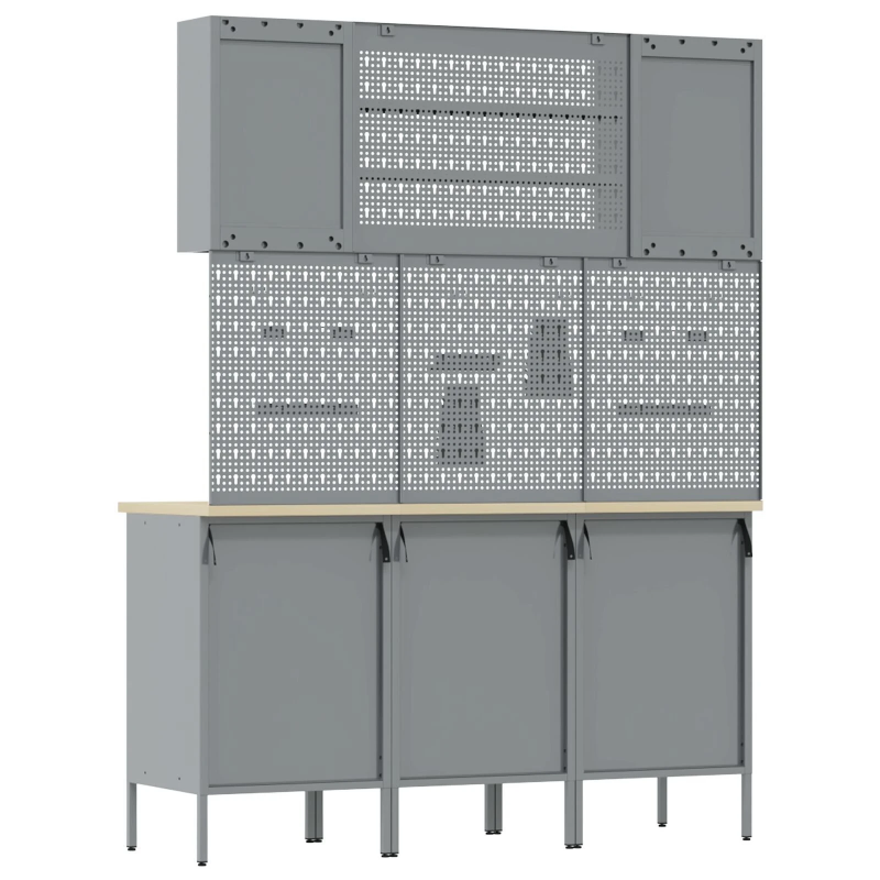 vidaXL Darba skapis ar atvilktni 7 pcs Melna Inženieru koks un tērauds