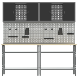 vidaXL Darbagalda komplekts ar plauktu ar uzglabāšanu 8 pcs Pelēka