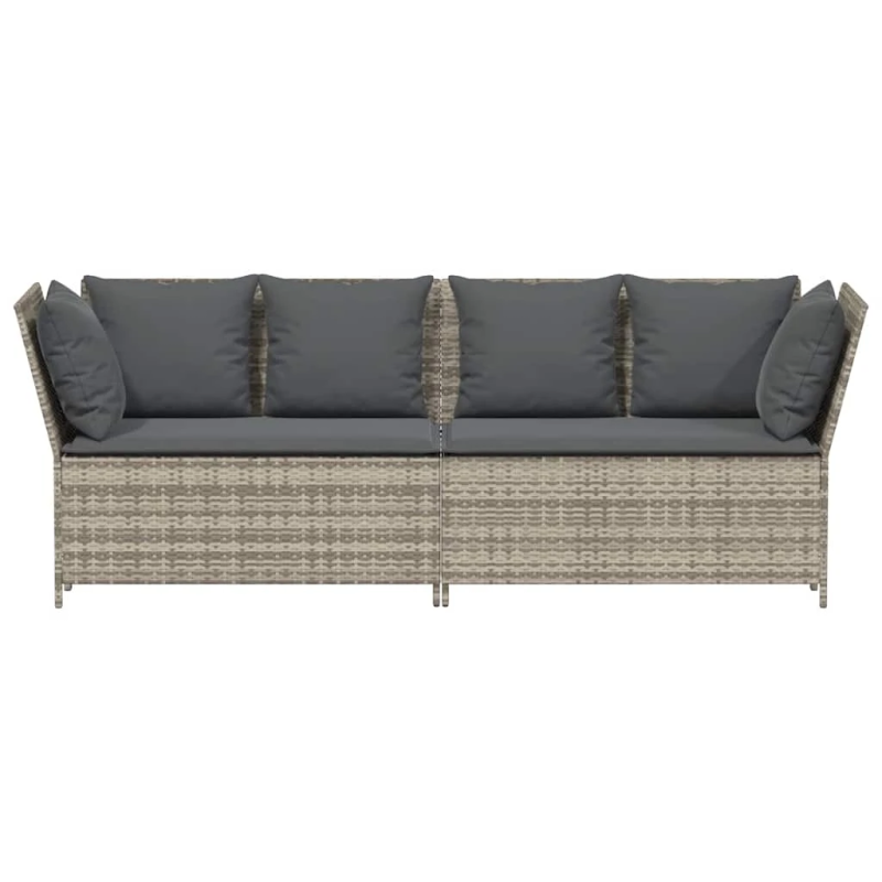 vidaXL dārza dīvāns ar matračiem, gaiši pelēka PE rotangpalma