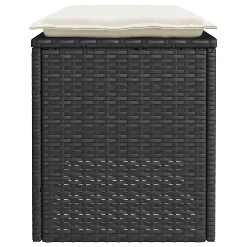 vidaXL dārza sols ar spilvenu melns 110x40x44 cm polirotangpalmas