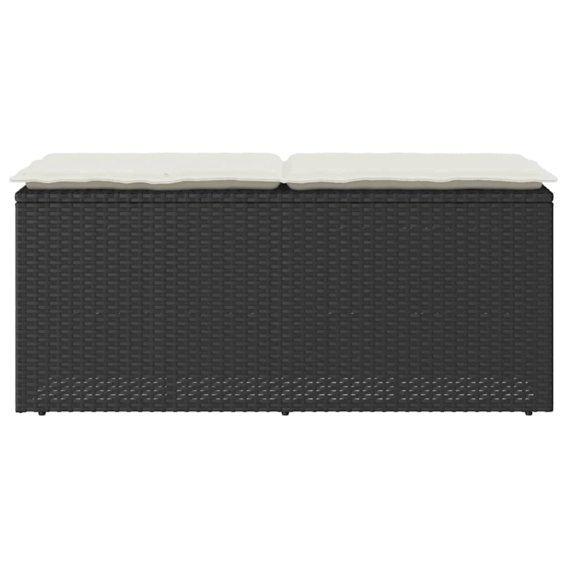 vidaXL dārza sols ar spilvenu melns 110x40x44 cm polirotangpalmas