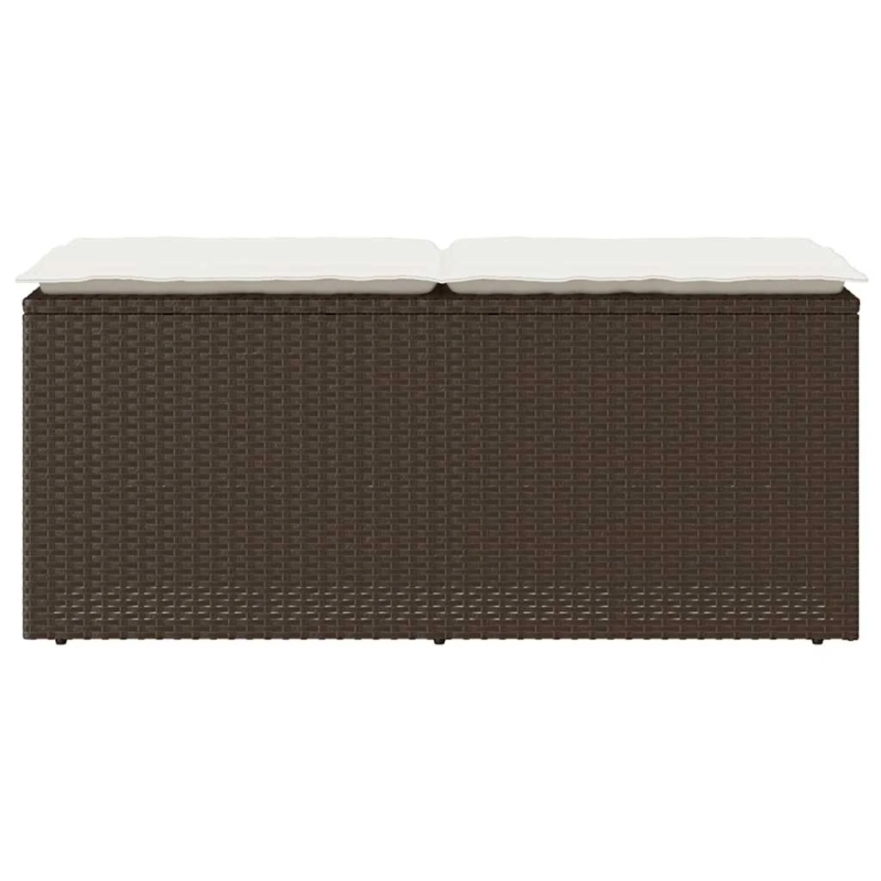 vidaXL dārza sols ar spilvenu brūns 110x40x44 cm polirotangpalmas