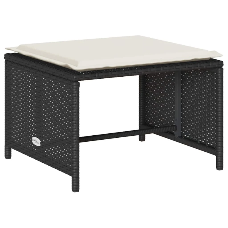 vidaXL 5daļīgs dārza dīvānu komplekts ar spilveniem, sakraujami melna