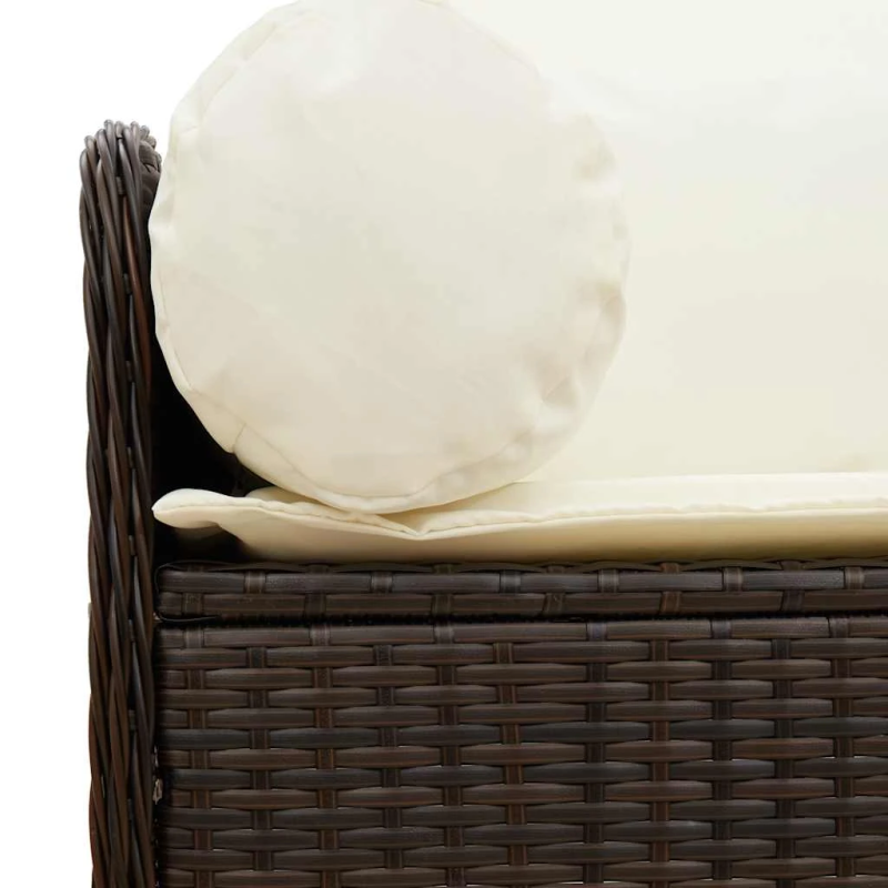 vidaXL trīsvietīgs dārza dīvāns ar matračiem, brūna PE rotangpalma