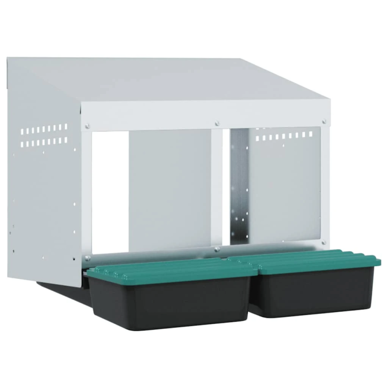 vidaXL vistu ligzdas kaste, 2 nodalījumi, pie sienas stiprināma, cinkots tērauds