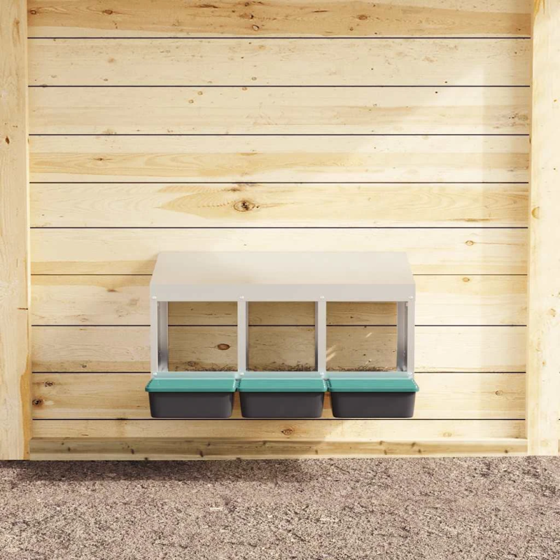 vidaXL vistu ligzdas kaste, 3 nodalījumi, pie sienas stiprināma, cinkots tērauds