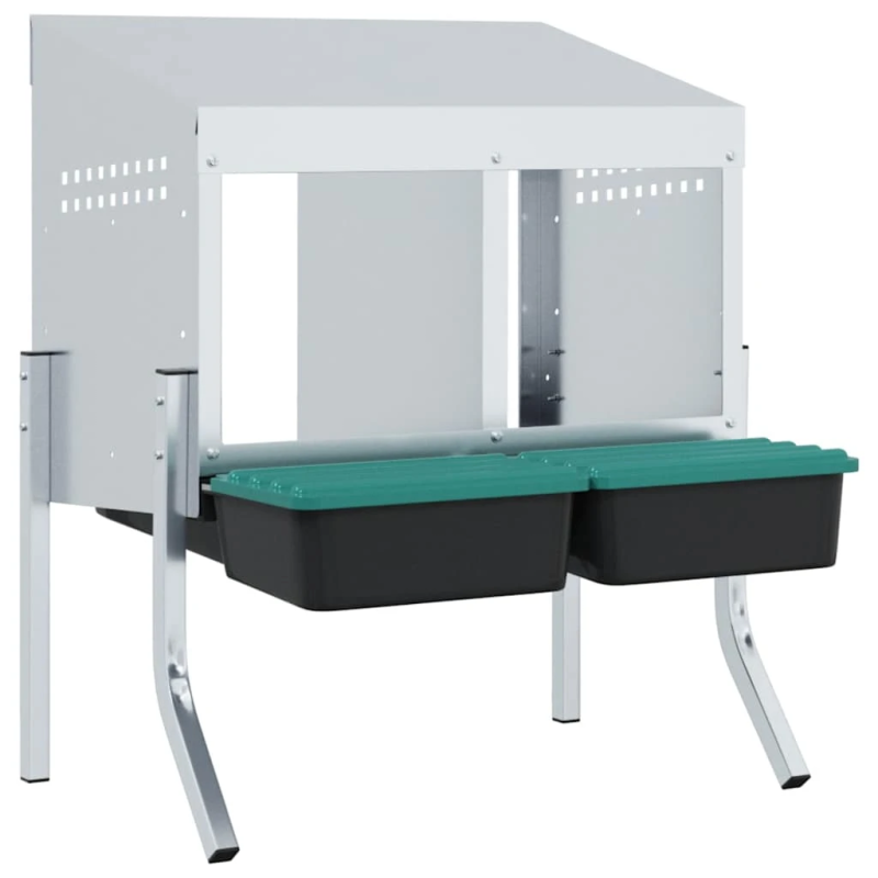 vidaXL vistu ligzdas kaste, 2 nodalījumi, ar kājām, cinkots tērauds