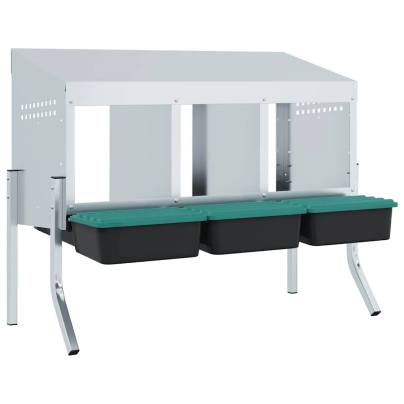 vidaXL vistu ligzdas kaste, 3 nodalījumi, ar kājām, cinkots tērauds