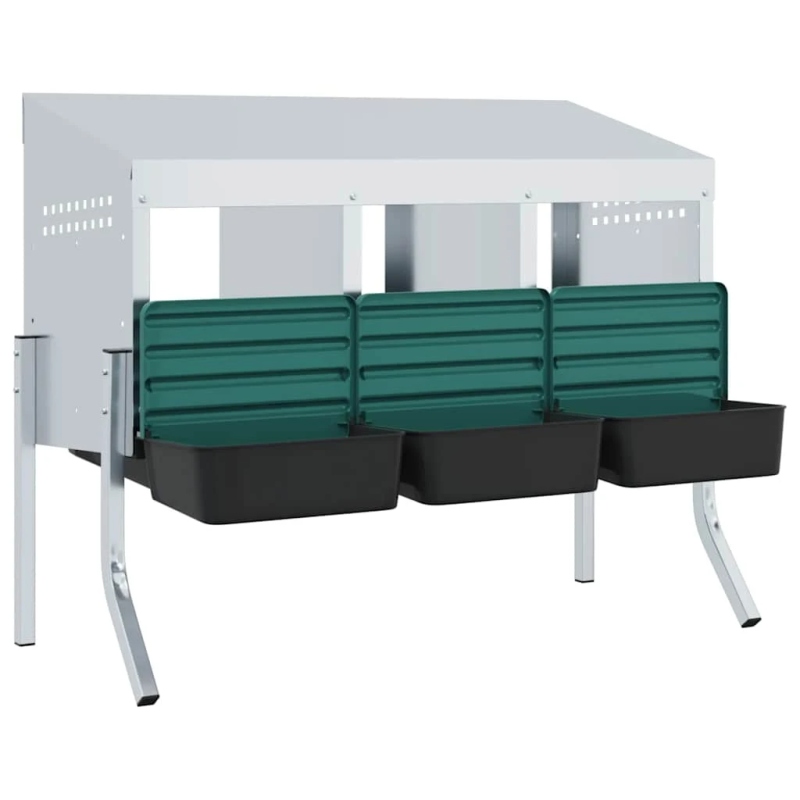 vidaXL vistu ligzdas kaste, 3 nodalījumi, ar kājām, cinkots tērauds