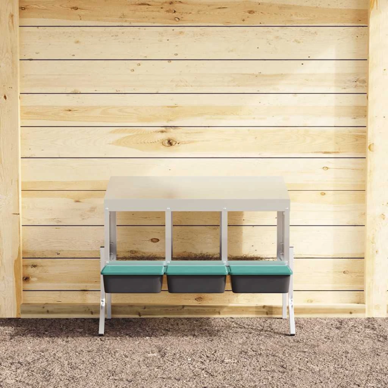 vidaXL vistu ligzdas kaste, 3 nodalījumi, ar kājām, cinkots tērauds