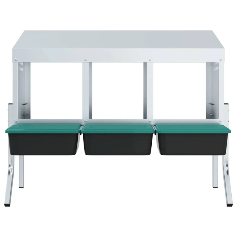 vidaXL vistu ligzdas kaste, 3 nodalījumi, ar kājām, cinkots tērauds