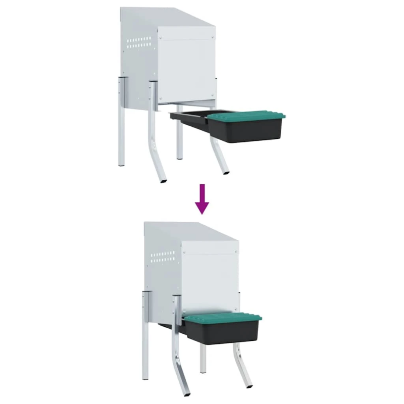 vidaXL vistu ligzdas kaste, 1 nodalījums, ar kājām, cinkots tērauds