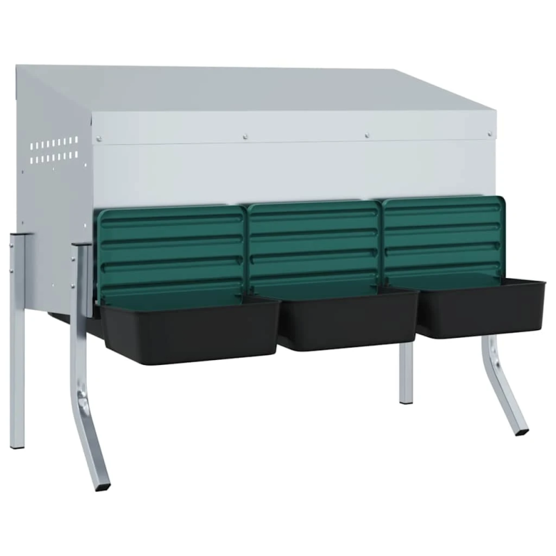 vidaXL vistu ligzdas kaste, 3 nodalījumi, ar kājām, cinkots tērauds