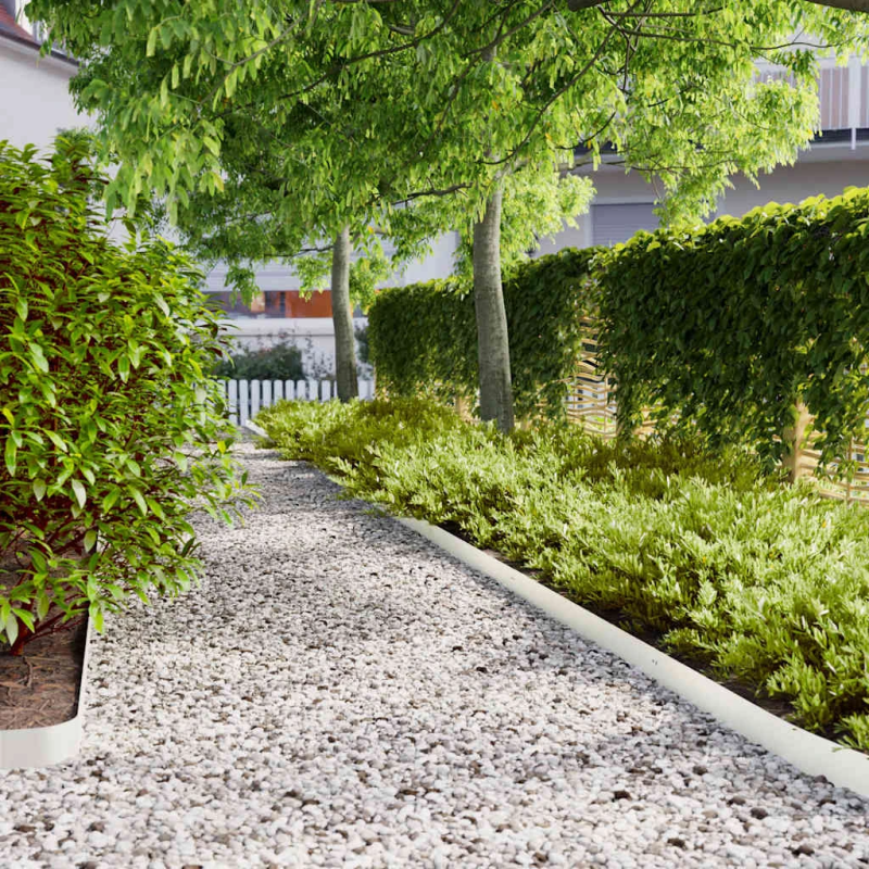 vidaXL Zālāju apmales 10 gab. Baltas 10x103 cm Auksti velmēts tērauds